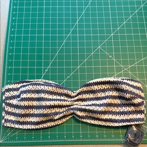 Hollister Navy and White Crochet Bandeau Swim Top xxl